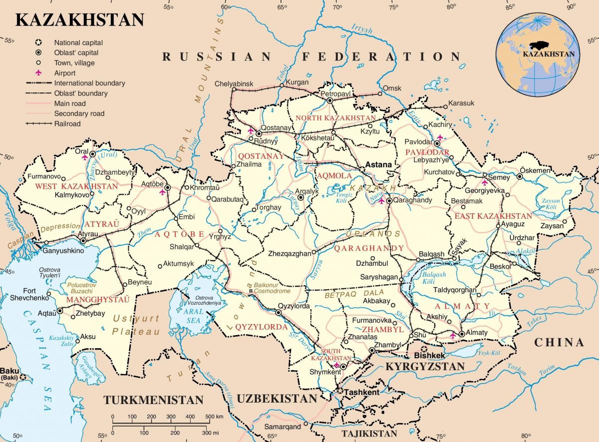 bản đồ của Kazakhstan chính trị