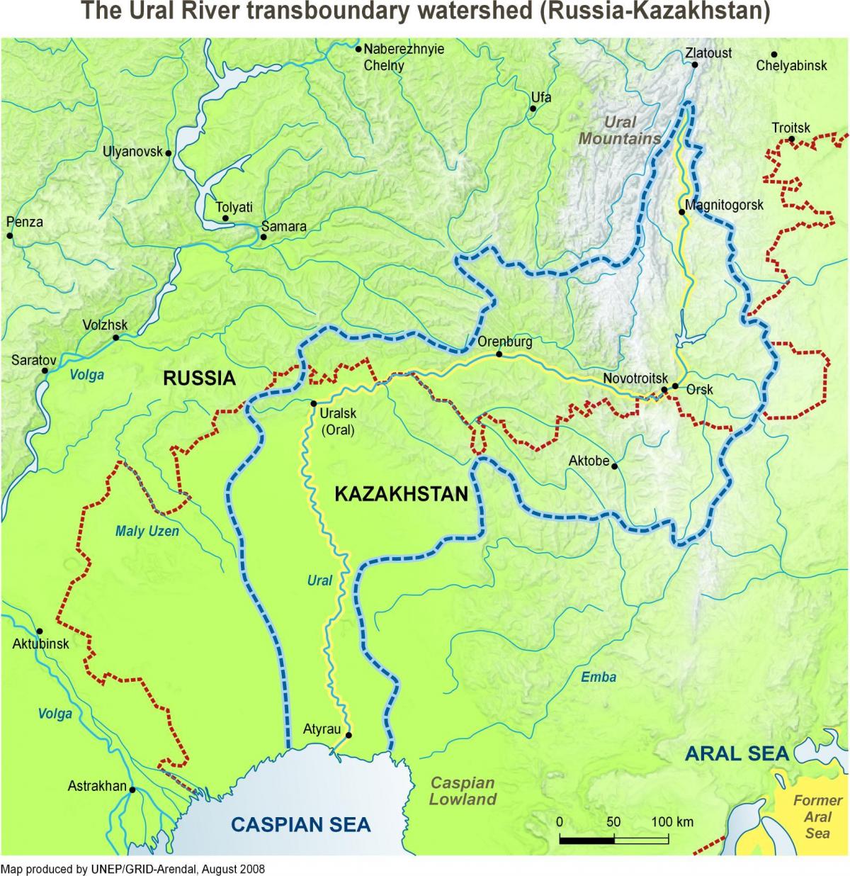 bản đồ của Kazakhstan sông